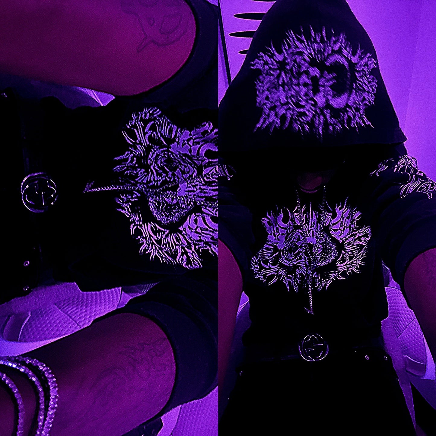 SHATTERED HEARTS HOODIE  (BLACK)